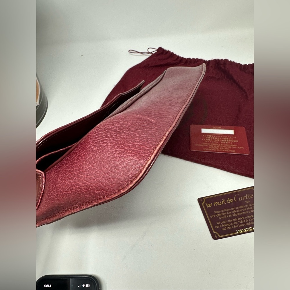 Cartier Vintage Must Line Clutch Bag Red w COA and Dust Cover EUC - Picture 3 of 9